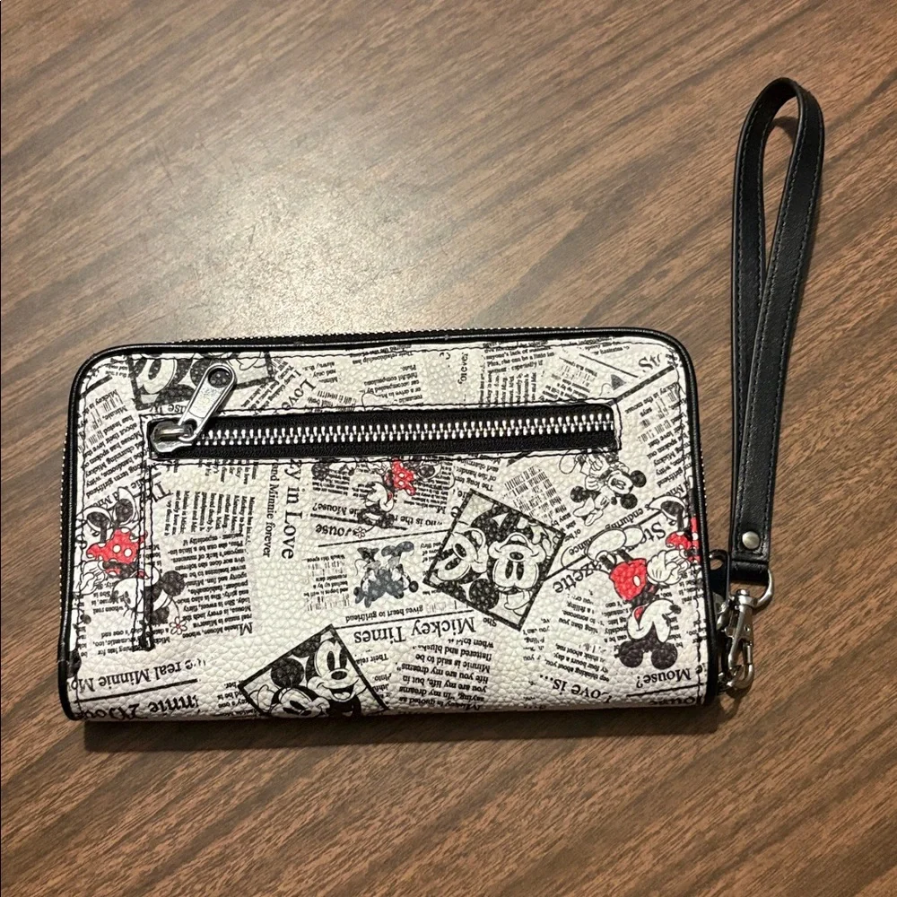 Disney Parks Mickey Minnie Mouse Crazy in Love Newspaper Wristlet